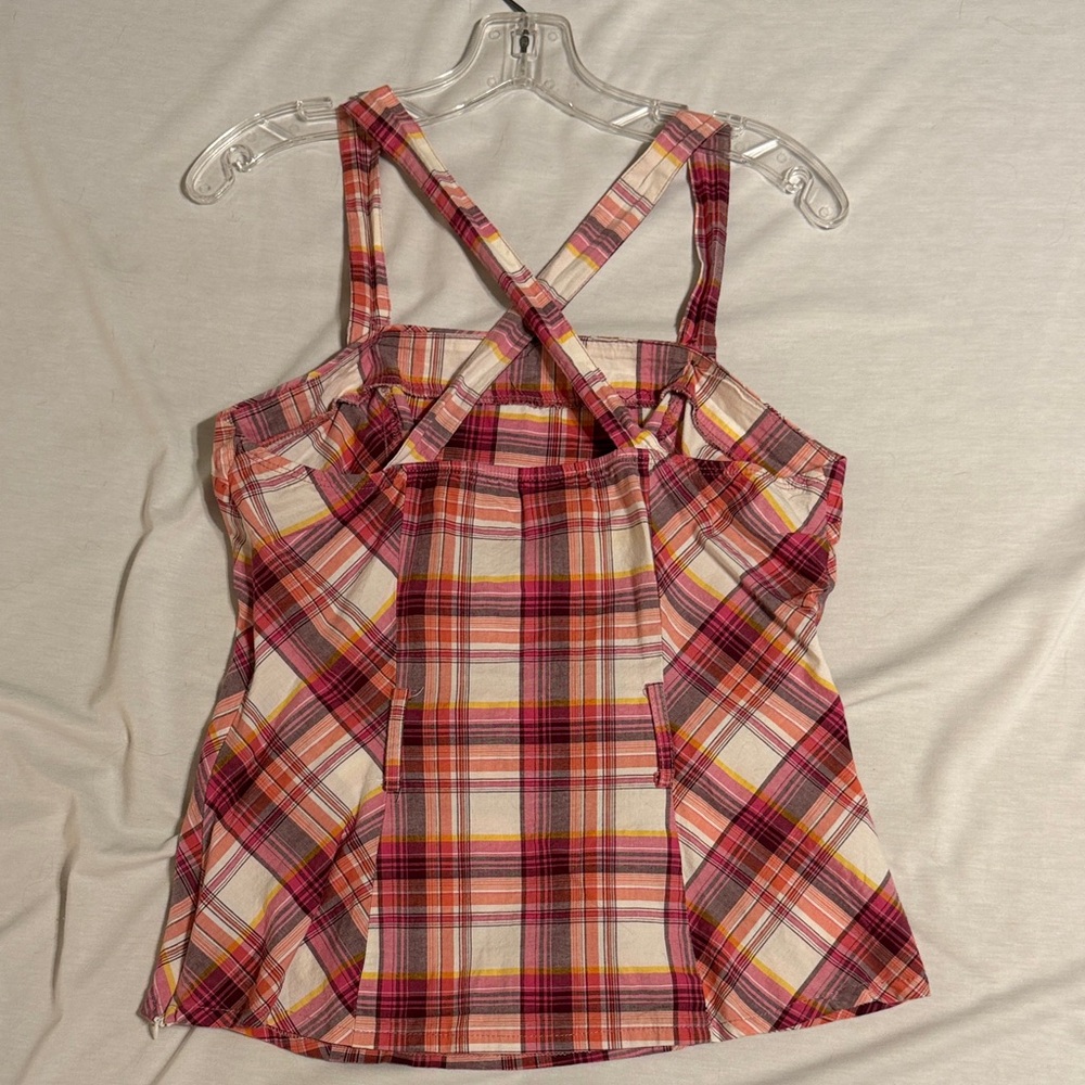 Plaid Pink and White Strappy Top - Picture 2 of 4